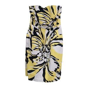 Express Yellow Floral Print Strapless Mini Dress Size 0 Colorful Resortwear Dres